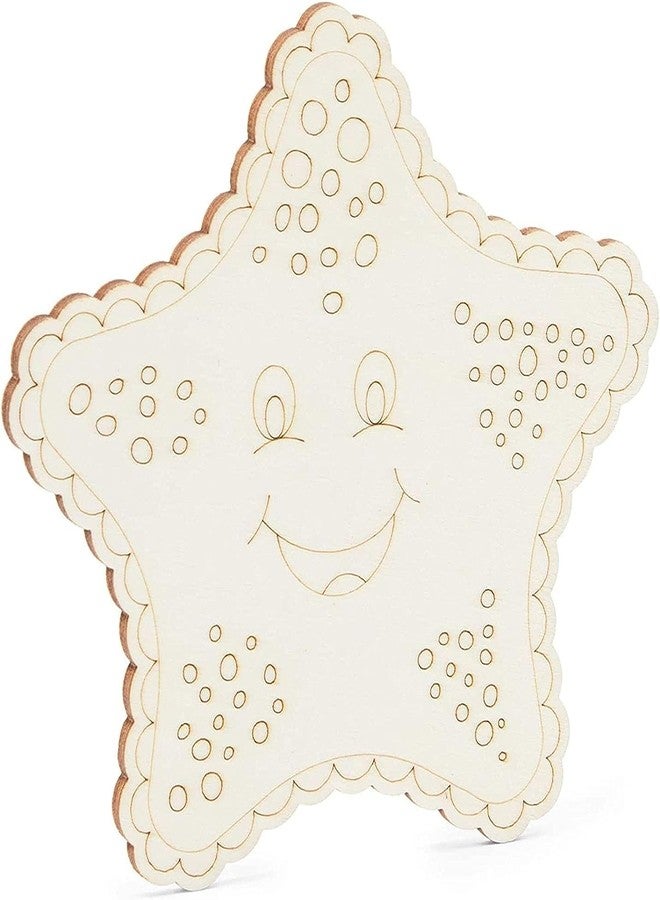 Haoser 24 Pieces Unfinished Sea Creatures Wood Cutouts for Crafts, Wooden Ocean Animals,Kids Art and Craft kit(Turtle, Seahorse, Starfish, Mermaid) Return Gifts for Kids - Image 4